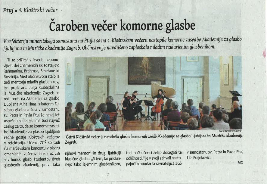 Članek o 4. Kloštrskem večeru
